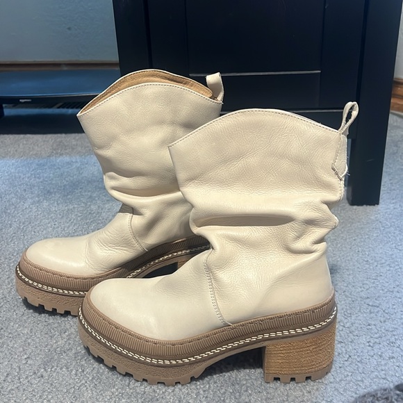 Free People Women's White & Brown Soul Mel Slouch Boot Size 6 - Picture 3 of 6